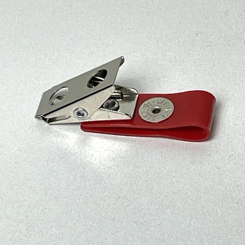 98 Pack Premium Badge Clips with Red Vinyl Strap & Metal Clip